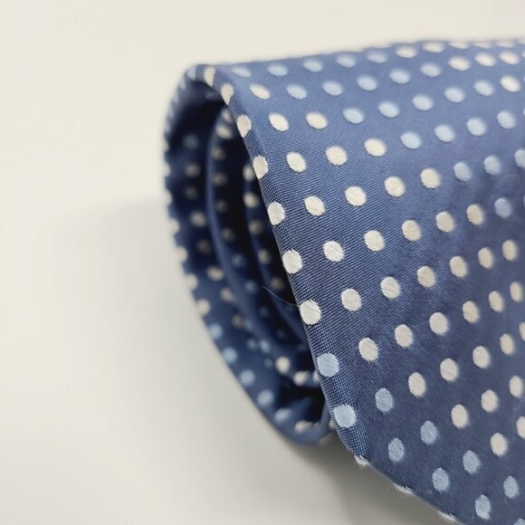 Crestview | Blue/White Polka Dot Silk Handmade Tie - Picture 5 of 11